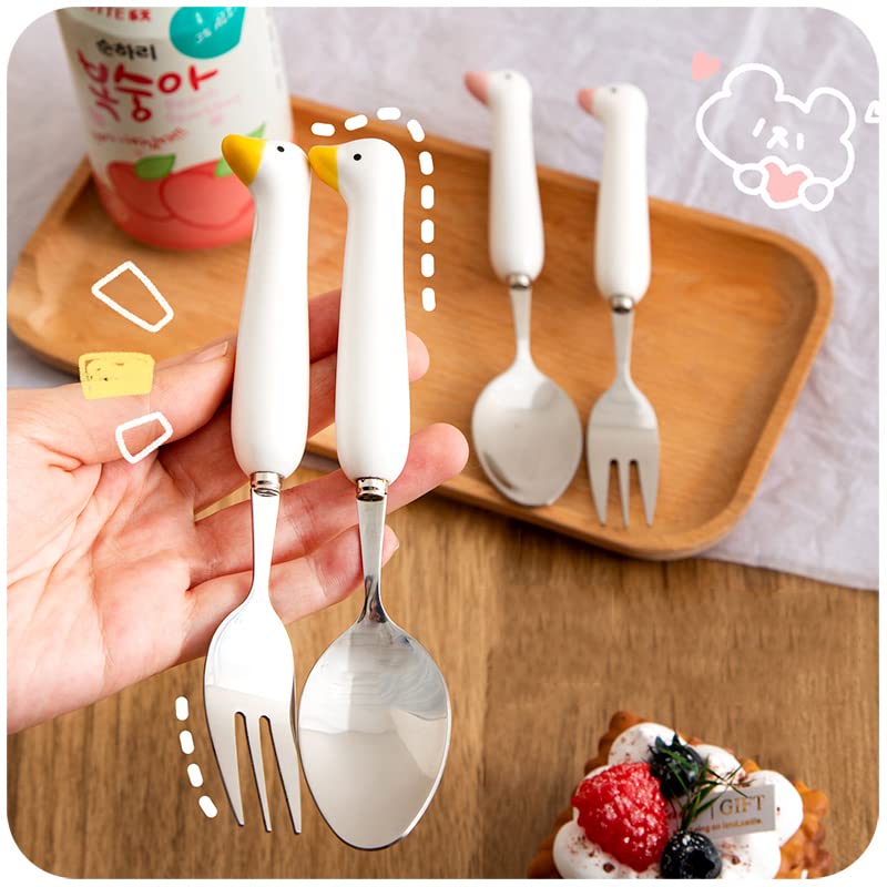 Amazon.com: Duck Spoon Fork Cutlery Set Cute Cat Claw Portable